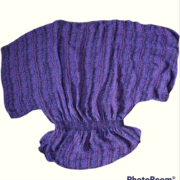 PARKER 100% silk Pink Purple abstract dolman sleeve blouse size S - Picture 3 of 5